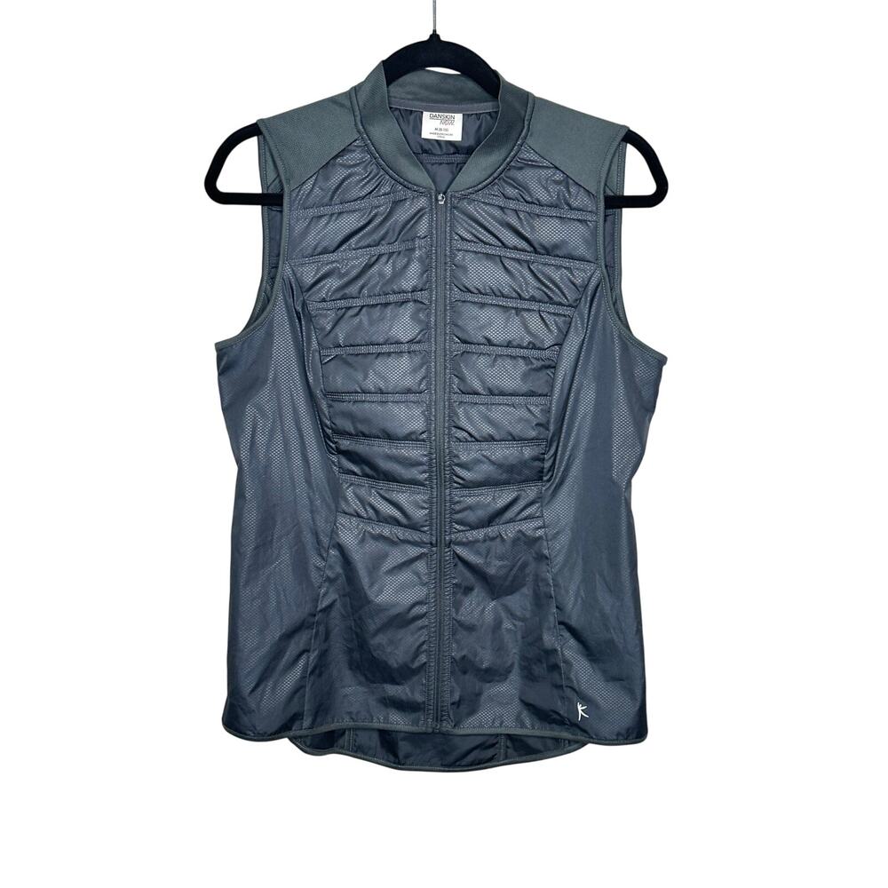 Danskin Now Activewear Vest M Medium Dark Gray Full Zip Pockets Athletic Outdoor